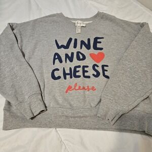 Maeve By Anthropologie Jordan Nickson Wine & Cheese Gray Sweatshirt Size Small